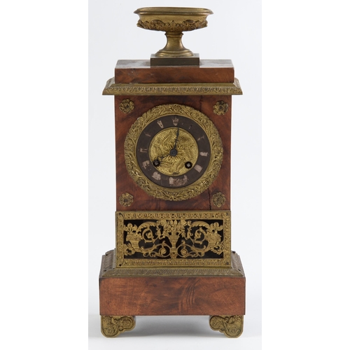 Appraisal: A French ormolu mounted mahogany mantel clock th c of