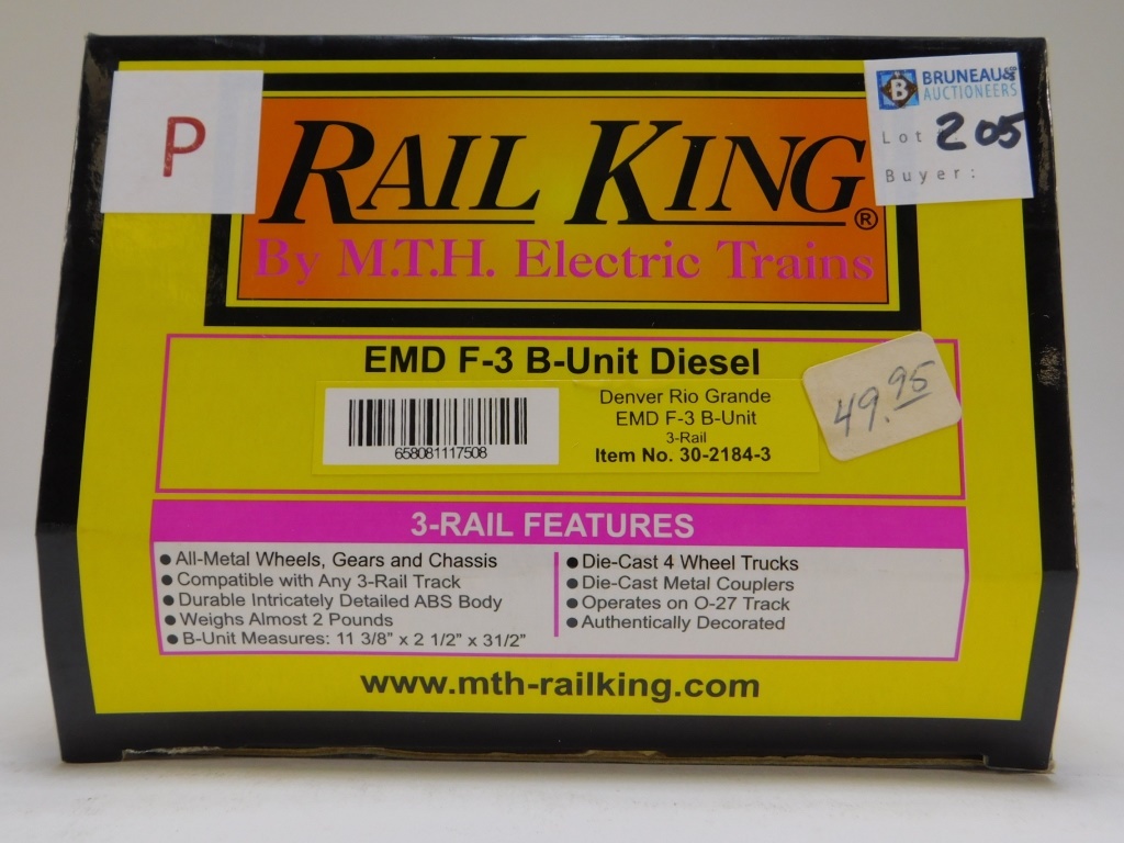 Appraisal: RAIL KING DENVER RIO GRANDE EMD F- B-UNIT O TRAIN