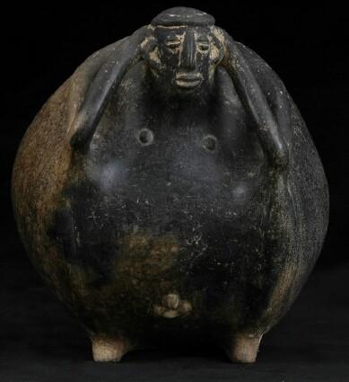 Appraisal: PRE-COLUMBIAN TERRACOTTA VESSEL IN THE FORM OF A MAN in