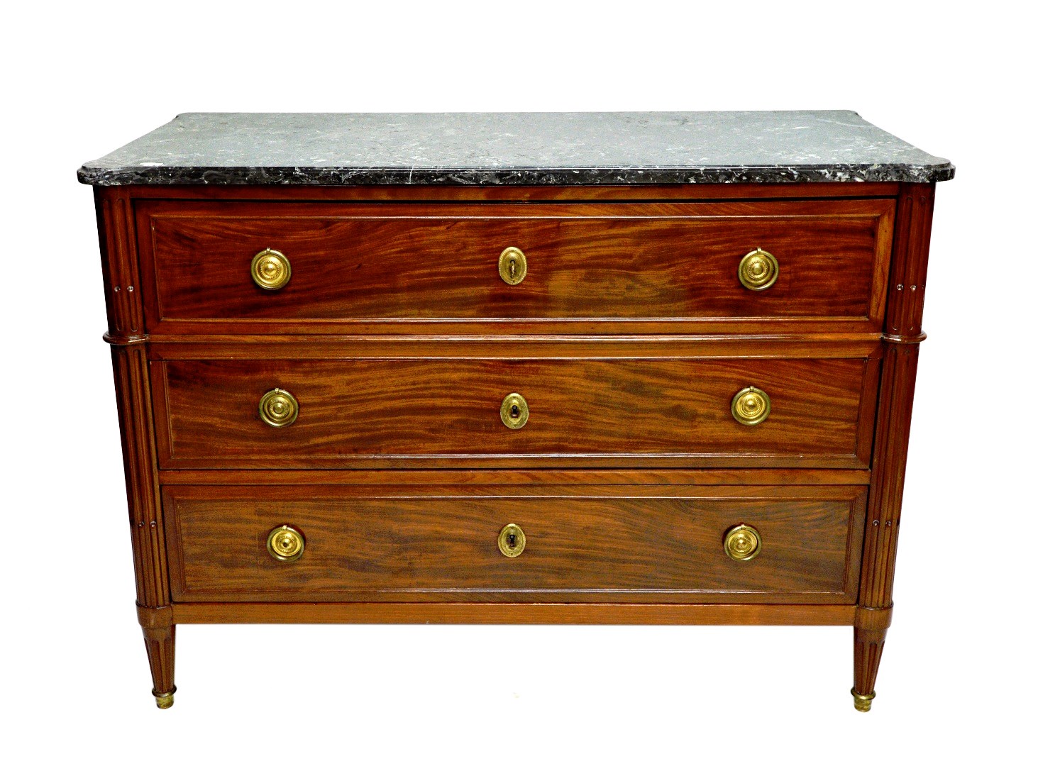 Appraisal: A late th century French secretaire commode the black marble