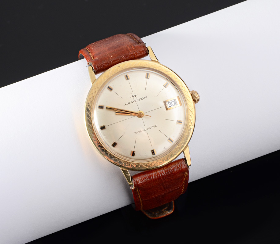 Appraisal: K GOLD HAMILTON WRISTWATCH The ''Thin-O-Matic'' K yellow gold case