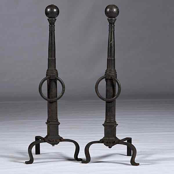 Appraisal: Arts Crafts Andirons English ca s a pair of large