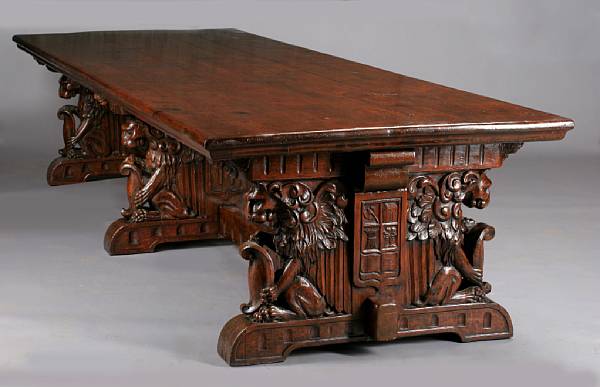 Appraisal: An Italian Baroque style walnut refectory table late th early