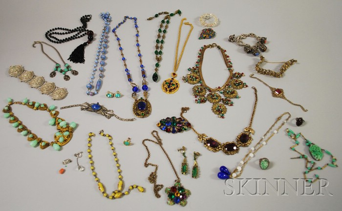 Appraisal: Group of Silver and Costume Jewelry including beaded necklaces brooches