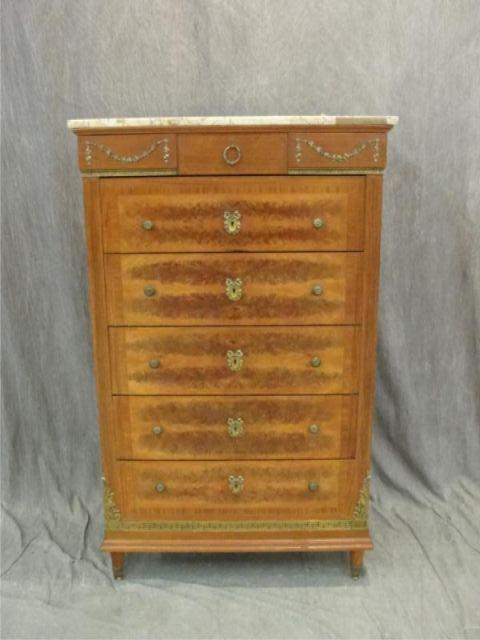 Appraisal: Burn Marbletop and Bronze Mounted High Chest Marble as is