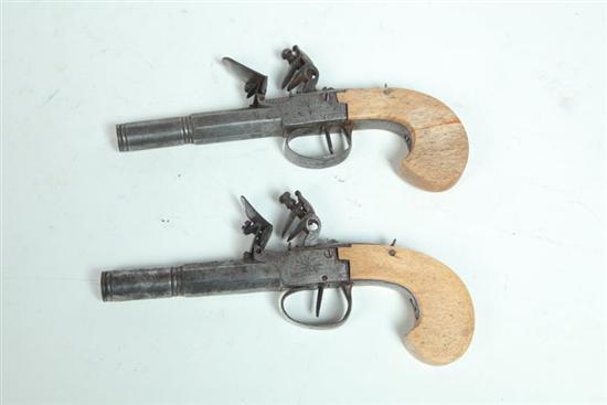 Appraisal: PAIR OF ENGRAVED FLINTLOCK PISTOLS WITH BOX European th century