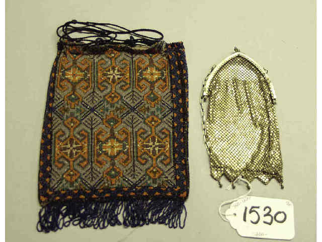 Appraisal: Collection of purses metal mesh and the other is glass