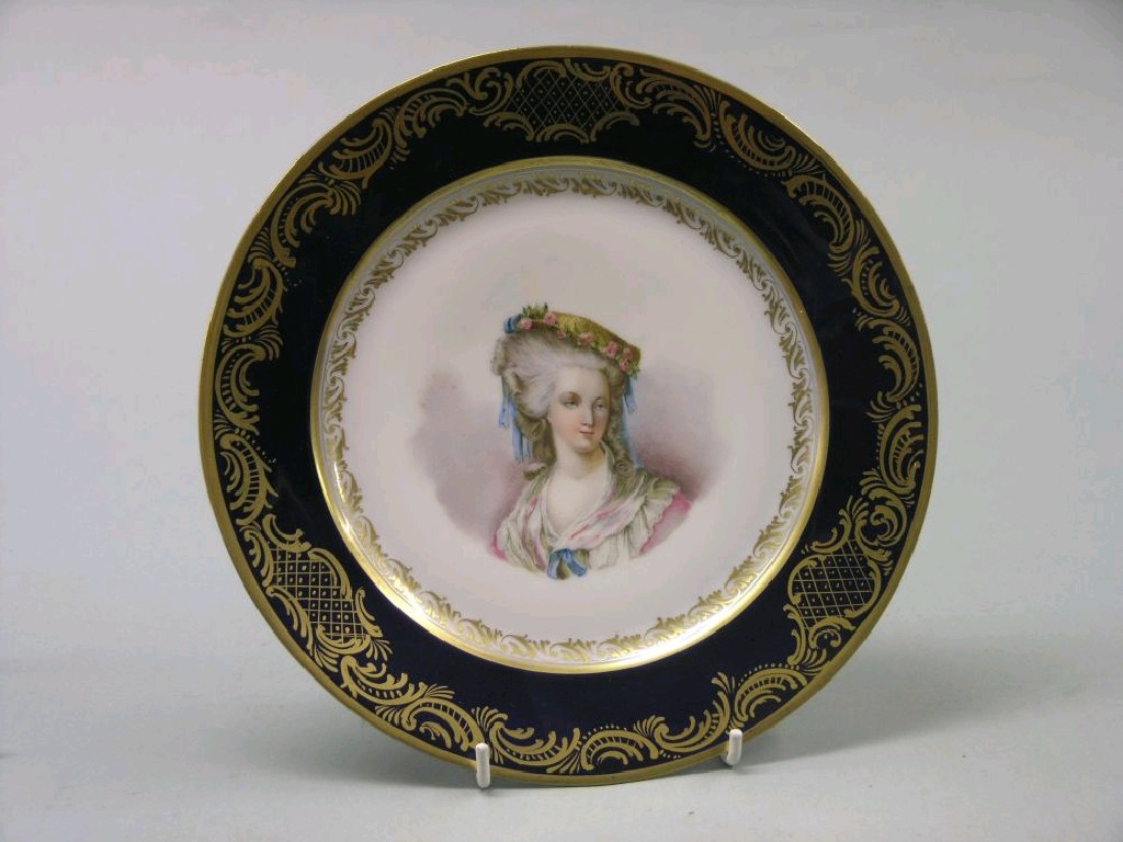 Appraisal: A th century French porcelain plate painted with a portrait