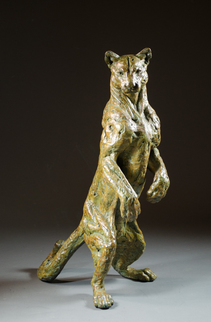 Appraisal: MICK DOELLINGER BRONZE SCULPTURE Texas Australia born Curiosity a cougar