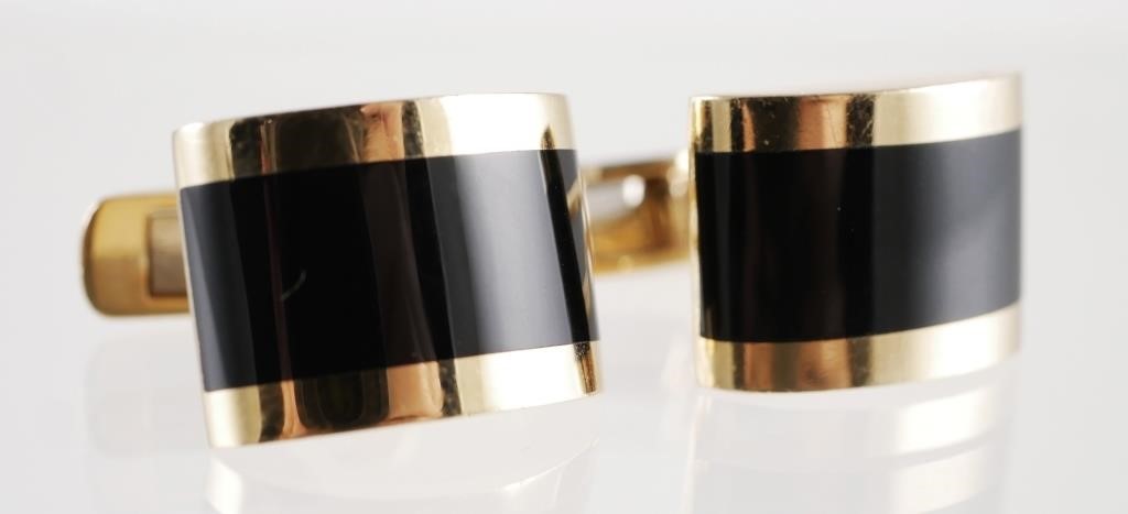 Appraisal: Pair of K yellow gold cuff links by Mayors each