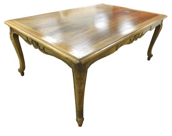 Appraisal: French style dining table oblong top with beveled edge shell