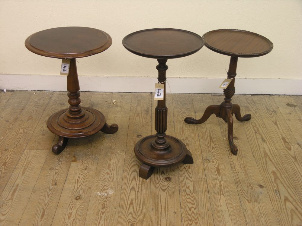 Appraisal: Three mahogany wine tables various also to include a five