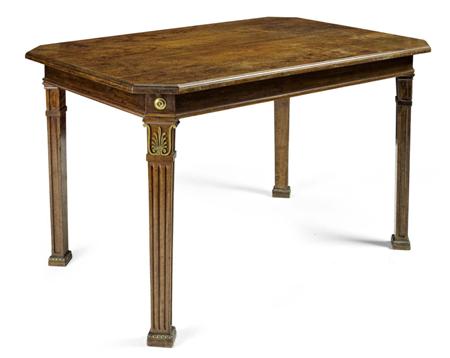 Appraisal: CONTINENTAL WALNUT AND GILT METAL MOUNTED CENTRE TABLE TH CENTURY