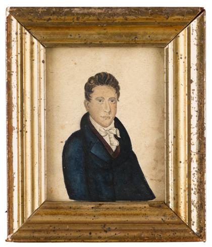 Appraisal: American School th centuryminiature portrait of a gentleman in a