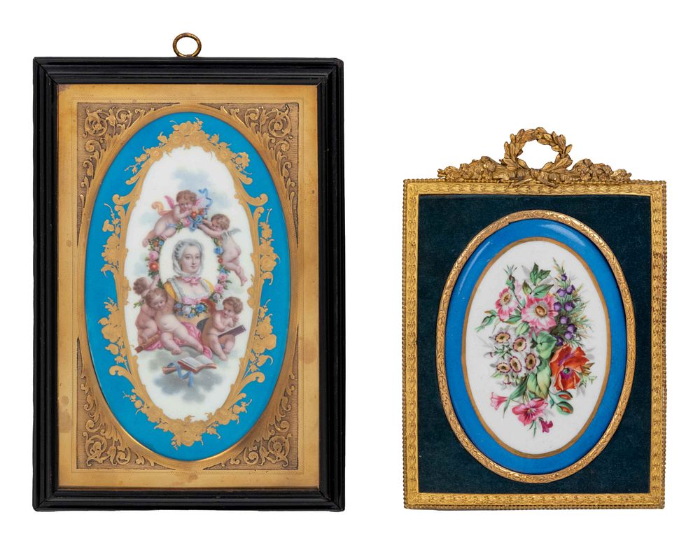 Appraisal: Two Framed Sevres Style Painted Porcelain Plaques Two Framed Sevres