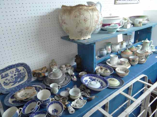 Appraisal: Large misc table lot including early vintage tea sets ironstone