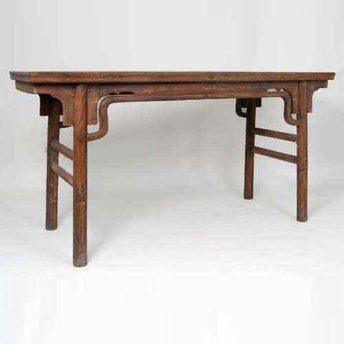 Appraisal: A Chinese Ming Style Elm Recessed Trestle-Leg Altar Table circa