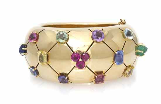 Appraisal: An Karat Yellow Gold and Multi Gem Bracelet consisting of