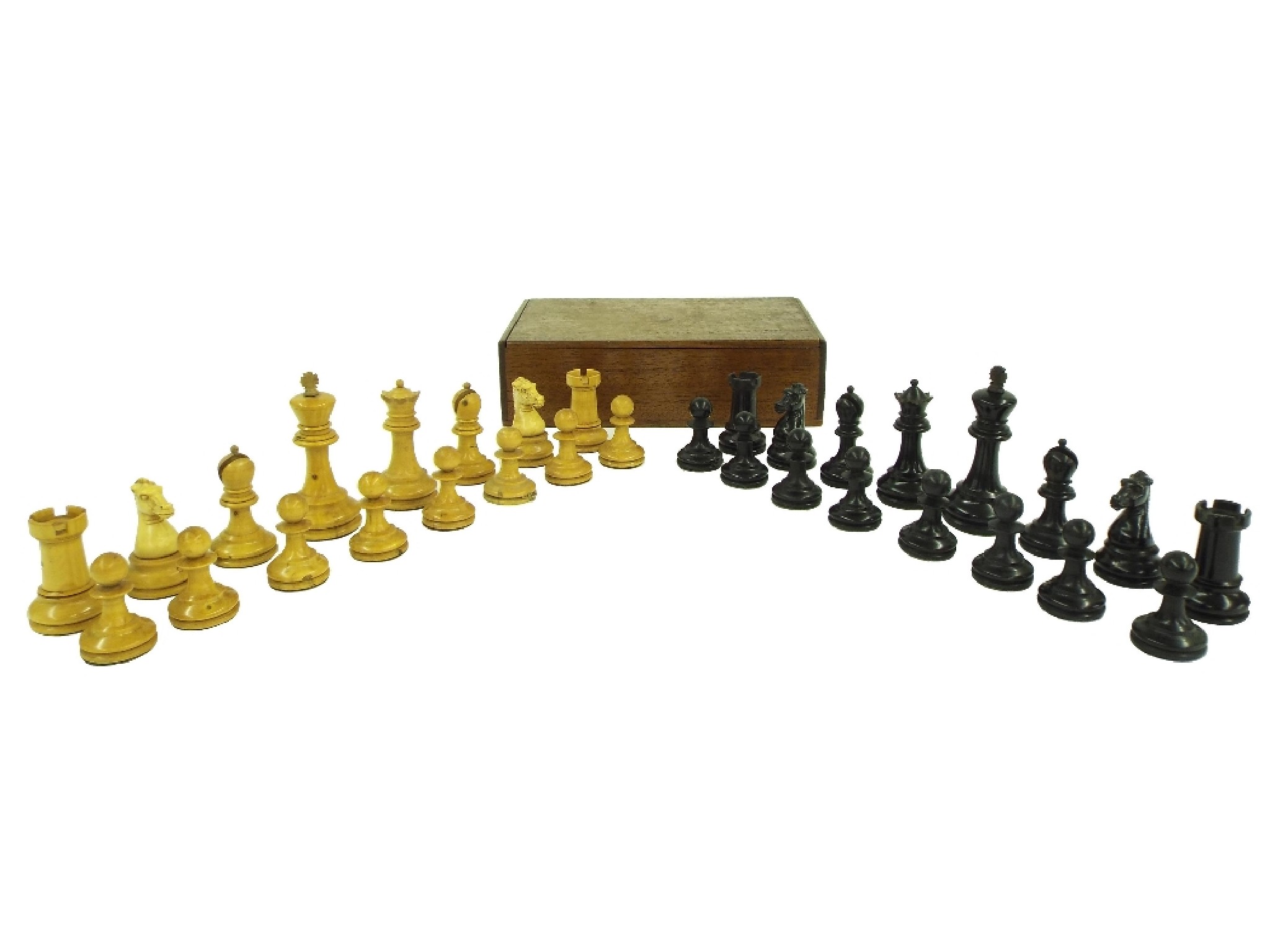 Appraisal: th century wooden Staunton chess set height of king cm