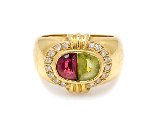 Appraisal: Sale Lot An Karat Yellow Gold Peridot Tourmaline and Diamond