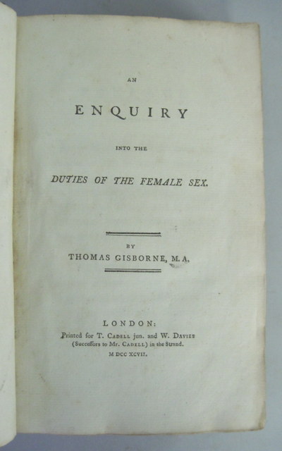 Appraisal: vol Gisborne Thomas An Enquiry into the Duties of the