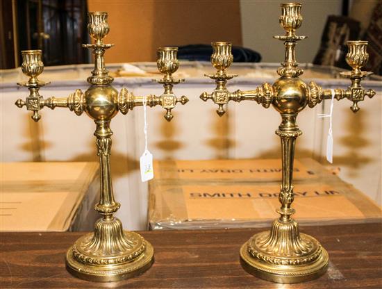 Appraisal: Sale Lot A Pair of Aesthetic Movement Bronze Three-Light Candelabra