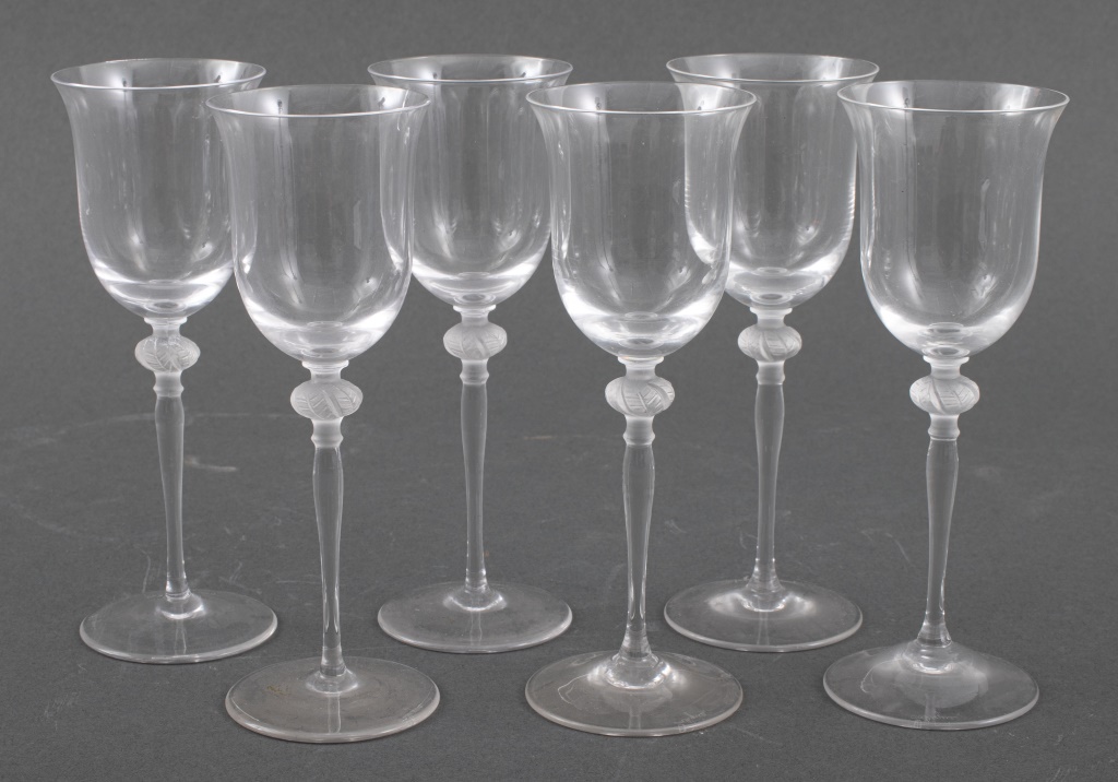 Appraisal: LALIQUE CRYSTAL SHERRY GLASSES Set of six Lalique crystal stemware