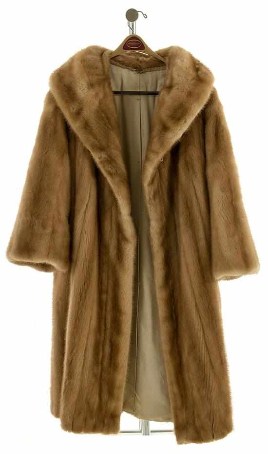 Appraisal: Full-length mink coat light brown medium size L '' Provenance