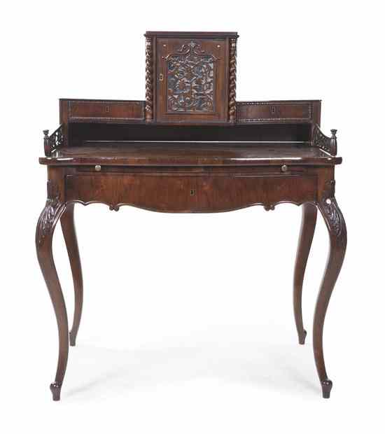 Appraisal: An English Victorian Rosewood Writing Desk the superstructure with a