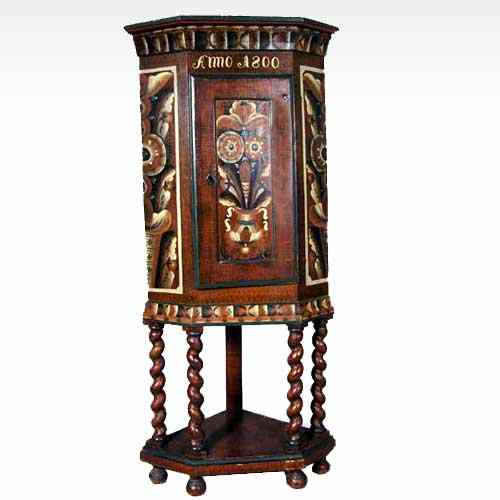 Appraisal: A Swedish Allmoge Painted Pine Corner Side Cabinet dated having