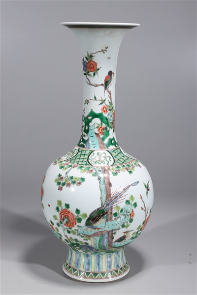 Appraisal: Chinese enameled porcelain famille verte vase with flowers trees and