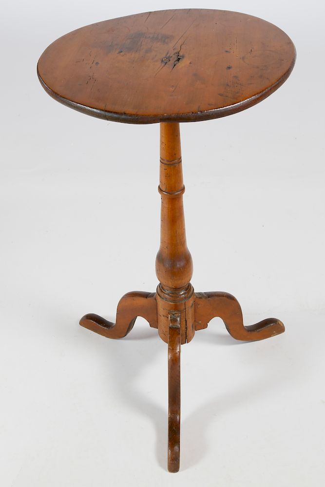 Appraisal: th c American Maple Candlestand on Tripod Base Ending in