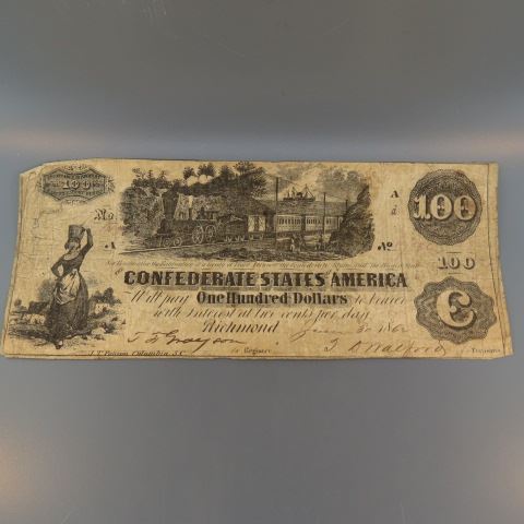 Appraisal: Confederate Note Richmond Virginia train motif