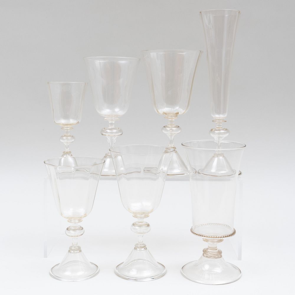 Appraisal: Set of Czech Teruska 'Bollen' Glasses Signed in etch Comprising