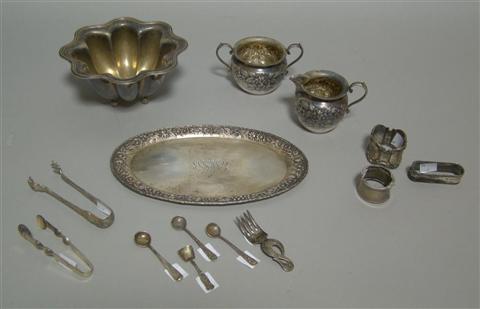 Appraisal: GROUP OF SILVER NOVELTIES Including a stork-tipped baby fork International