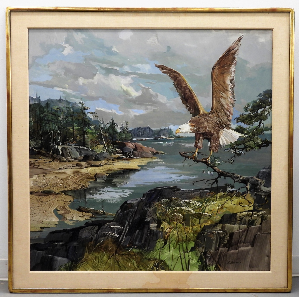 Appraisal: LAURENCE SISSON BALD EAGLE LANDSCAPE PAINTING Massachusetts Maine New Mexico