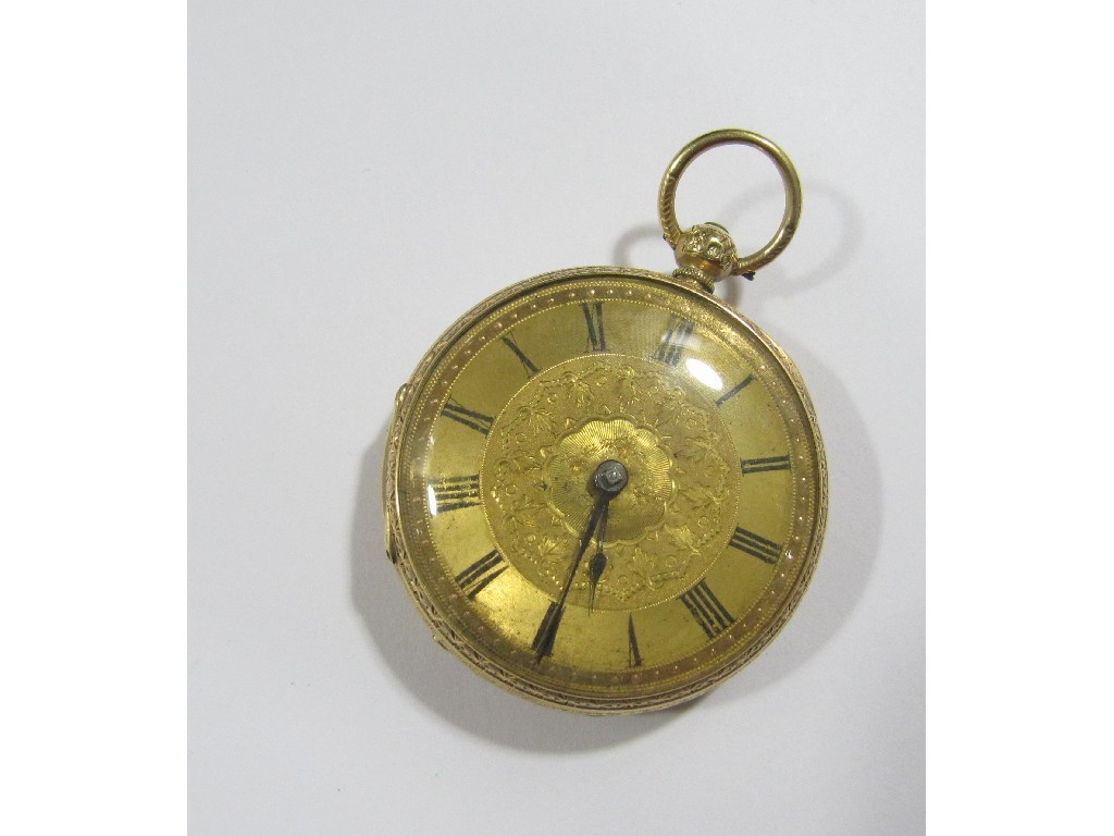 Appraisal: Eighteen carat gold cased open faced mid sized pocket watch