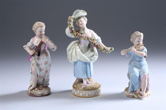 Appraisal: THREE MEISSEN PORCELAIN FIGURES late th - early th century