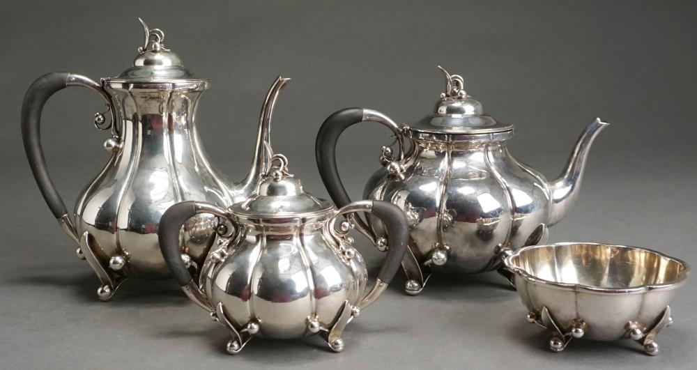 Appraisal: MODIFIED MEXICAN STERLING SILVER FOUR-PIECE COFFEE AND TEA SERVICE WITH