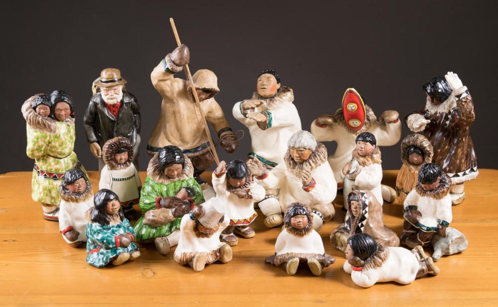 Appraisal: NINETEEN C ALAN JOHNSON ALASKAN CERAMIC SCULPTURES American - hand