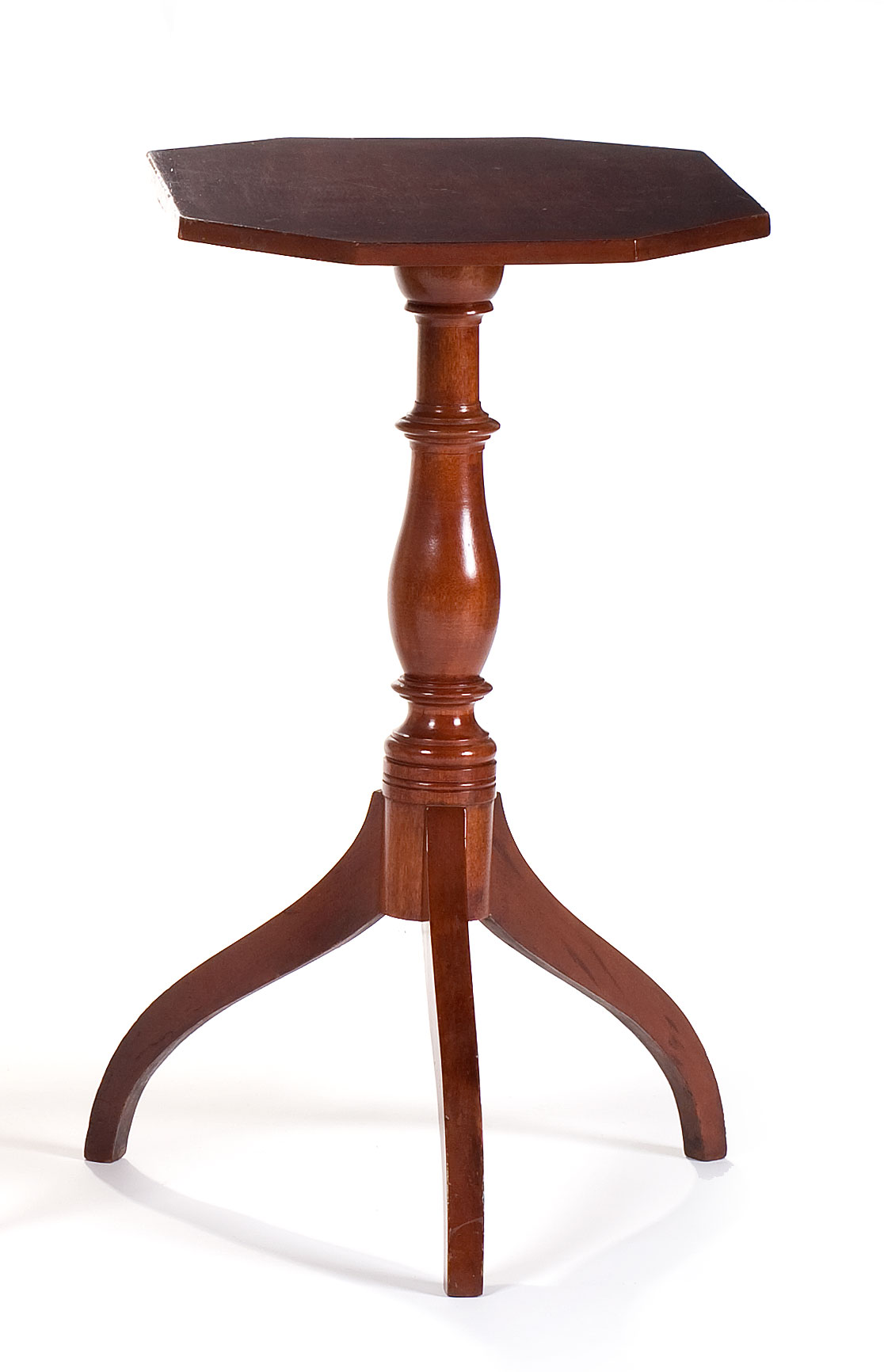 Appraisal: NEW ENGLAND FEDERAL MAHOGANY OCTAGONAL-TOP CANDLESTAND Height inches top x