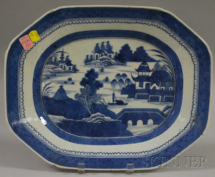 Appraisal: Chinese Export Porcelain Canton Blue and White Platter th century