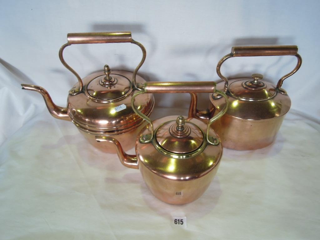 Appraisal: Three th century copper kettles of similar design