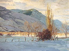 Appraisal: G Russell Case Present Winter in Perry UToil on canvas