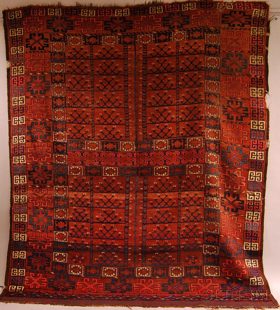 Appraisal: Ersari Carpet West Turkestan late th century moth damage dye