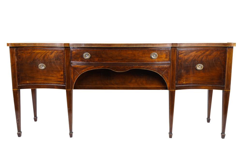 Appraisal: JOHAN TAPP SHERATON-STYLE MAHOGANY SIDEBOARDCondition with some craquelure to veneer