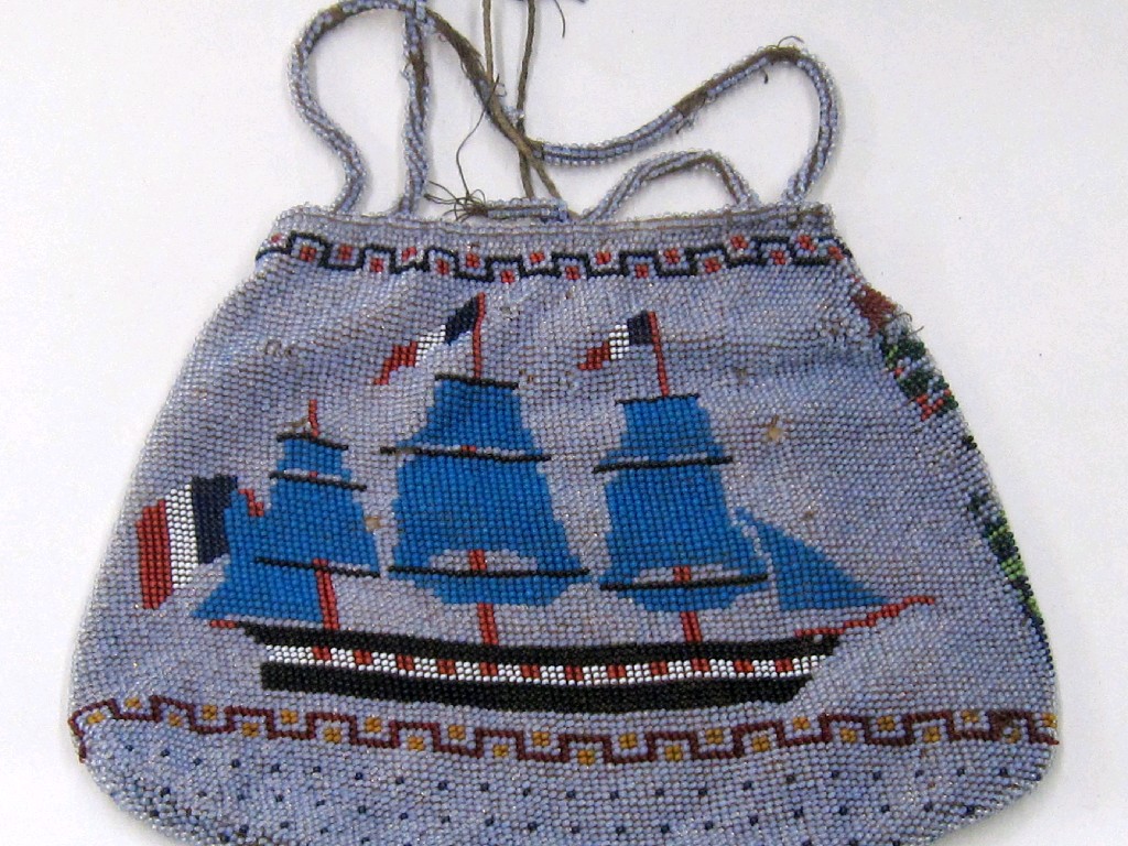 Appraisal: French Prisoner of War beaded purse depicting a three masted