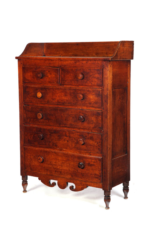 Appraisal: TALL CHEST OF DRAWERS Midwestern mid th century walnut cherry