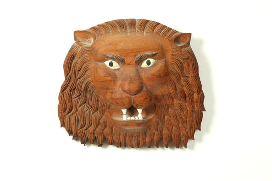 Appraisal: CARVED LION PLAQUE American late th-early th century oak Found