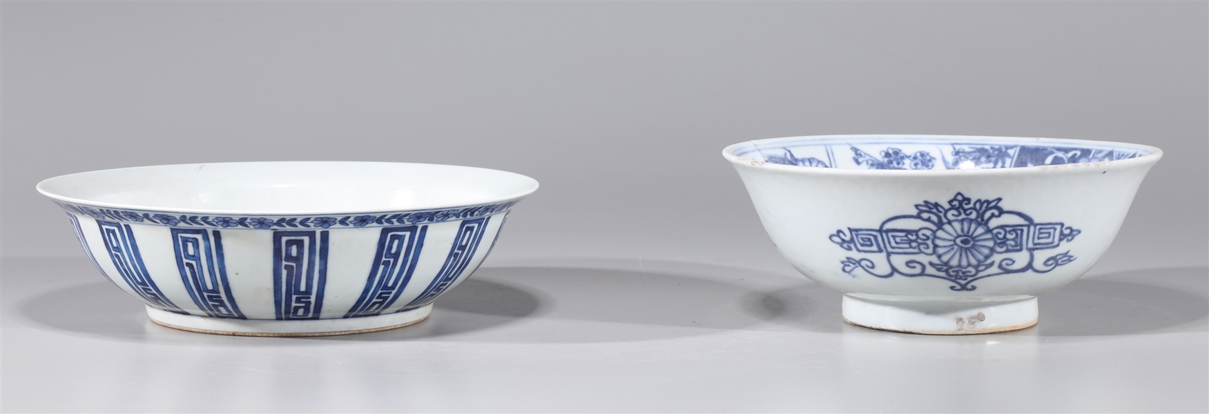 Appraisal: Two Chinese blue and white porcelain bowls one with four-character